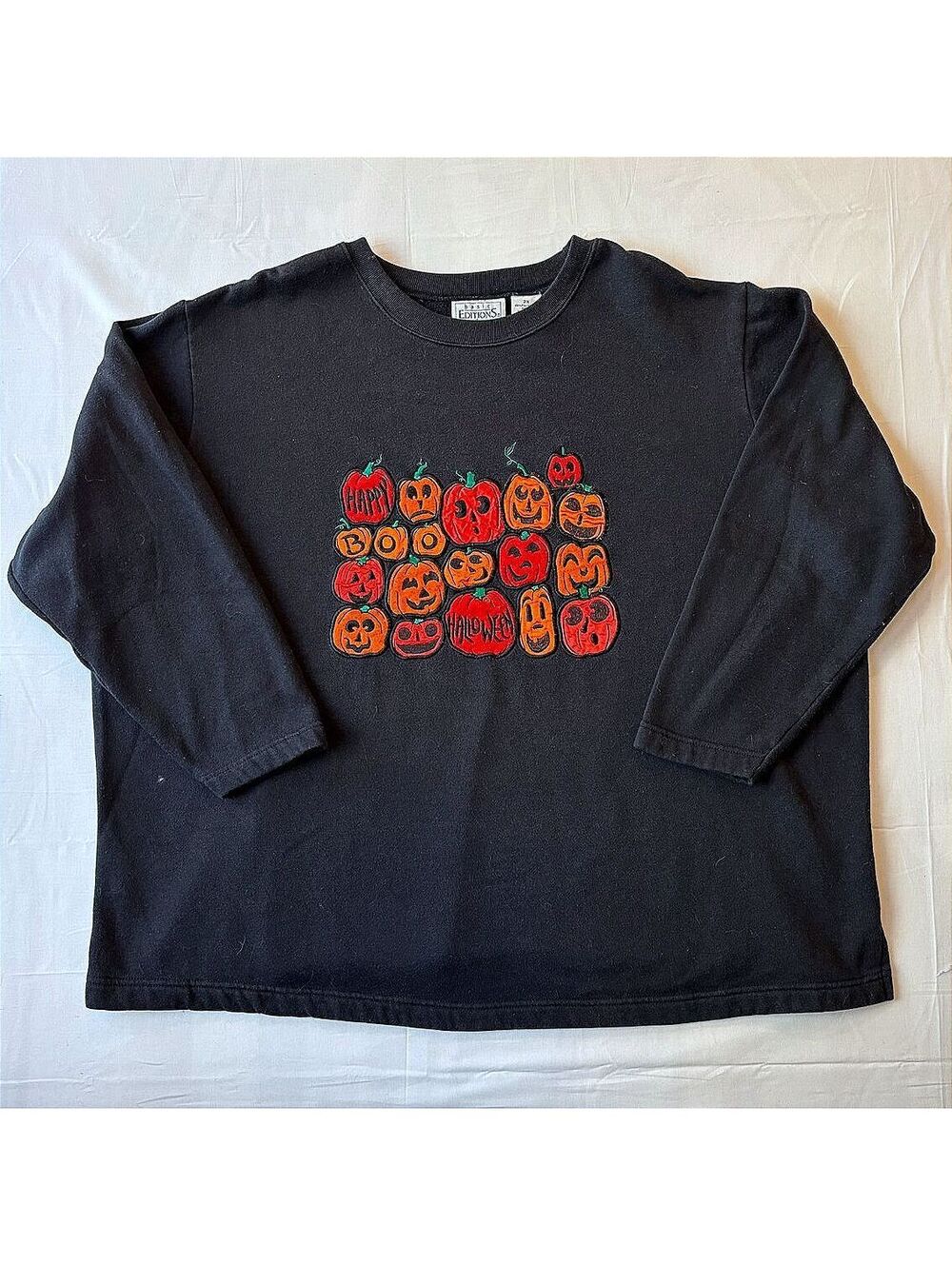 Vintage 90s Basic Editions Halloween Jack O Lantern Pumpkin Sweatshirt 2X